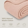 thumbnail image 4 of Comfy Cubs Muslin Blanket, Extra Large Twin 90” x 66”, 6 Layer Cooling Cotton Softness (Blush, Twin), 4 of 8
