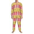 thumbnail image 3 of Naloa Popcorn Men’s Pajamas Set - Long Sleeve Button Down Sleep Shirt and Pajama Bottoms Sleepwear Set-XX-Large, 3 of 7