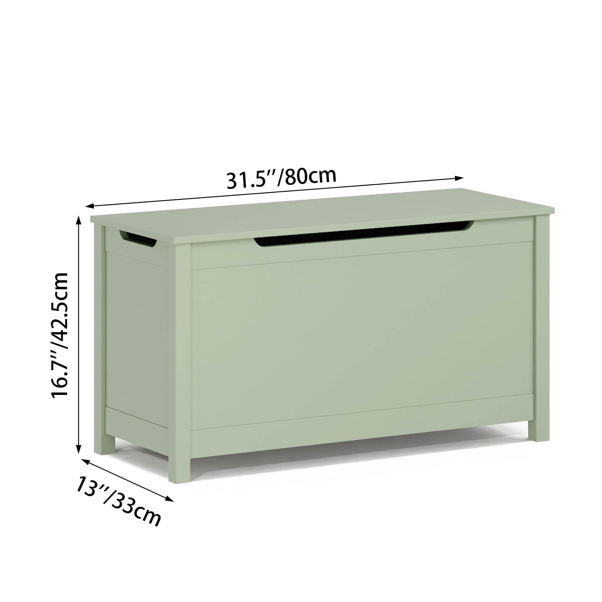 Leumius Kids Wooden Toy Box Storage Organizer with Safety Hinged Lid,Modern Toy Chest for Nursery,Playroom,Sage