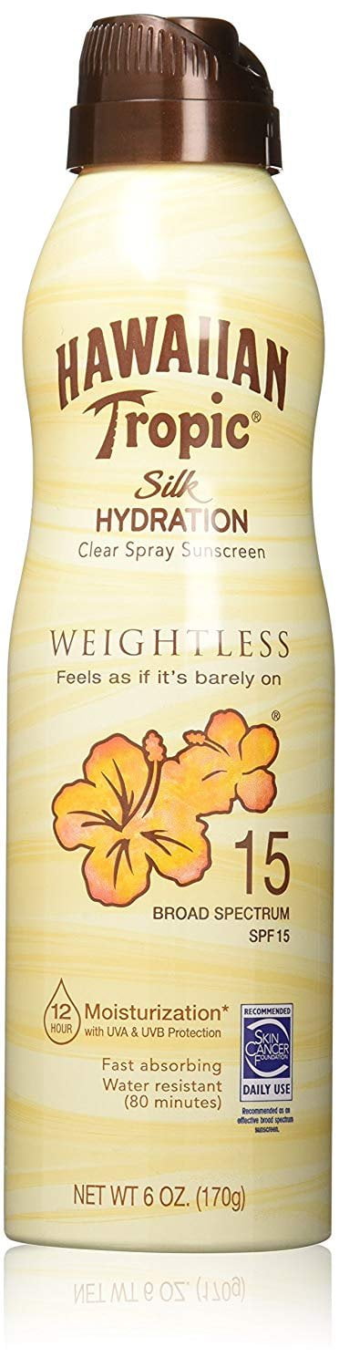 Hawaiian Tropic Sunscreen Silk Hydration Moisturizing Broad Spectrum Sun Care Sunscreen Spray - SPF 15, 6 Ounce