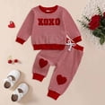 thumbnail image 2 of NIEWTR Toddler Long Sleeve Outfit 2 Pieces Clothes Soft Pullover and Elastic Long Pants Comfy Loungewear for 18-24M 2T-4T Gift Set(A-Watermelon Red,18-24 Months), 2 of 8