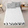 thumbnail image 4 of Homewish Abstract Wavy Stripes Zipper Twin Comforter Sets with Fitted Sheet and 2 Pillowcases,Contemporary Artwork Zipper Bedding Set,White Black,Reversible,4pcs, 4 of 8