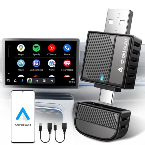 ByteWave Android Auto Wireless Adapter, 2025 NFC & Bluetooth 5.3 Convert Wired to Wireless Android Auto Car Dongle | No Latency, Dual-Band WiFi, USB-A/Typ