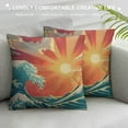 thumbnail image 3 of GOSMITH Throw Pillow Cover Blue Surf Sea Waves Vintage of Nature with Sun Retro Beach Decorative Pillow Case Home Decor Square Pillowcase, 3 of 5