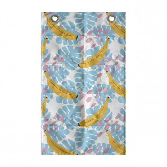 Tropical Hanging Pocket Organizer, Monstera Leaves Bananas and Paint Spots in Pastel Colors Summer Vibes, Printed Polyester Storage Bag with Pockets, 21" x 31", Sky Blue Mustard Blush