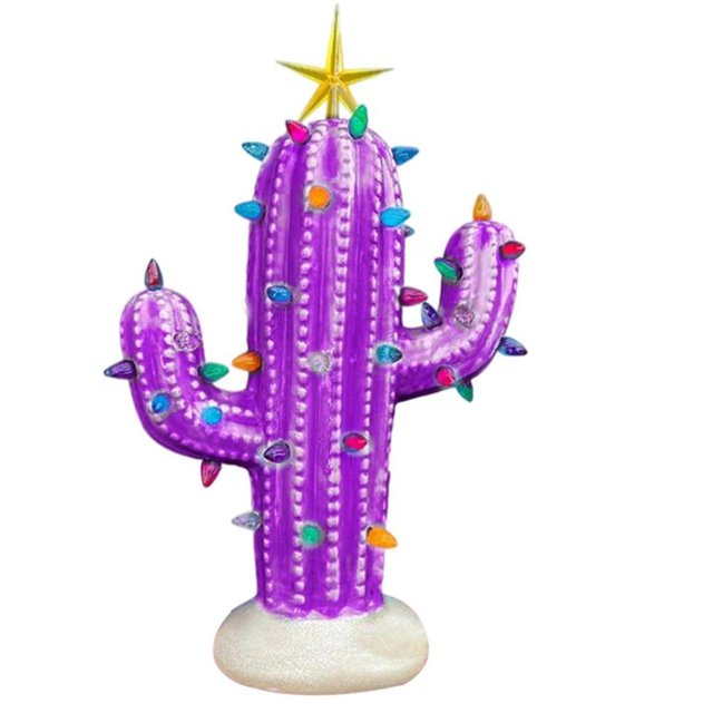 Advancent Cactus de Navidad de resina con luces, adorno de de Cactus de Navidad nostálgico Vintage, decoraciones de Navidad Kits de decoración para fiestas No.2 Advancent HA042673-02