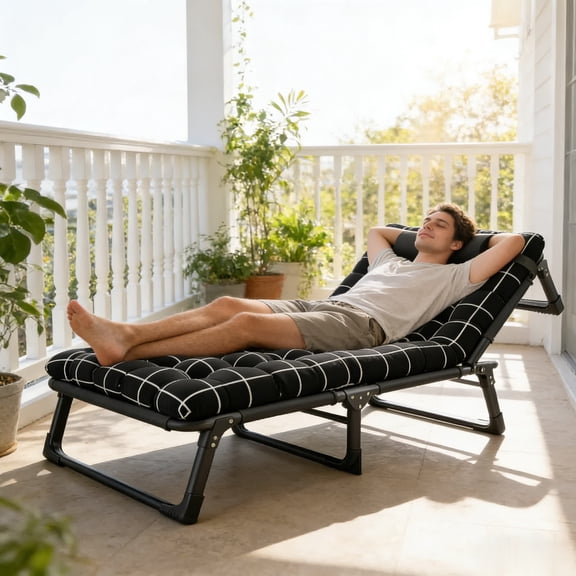 Camping Cot, Adjustable 4-Position Foldable Camping Cot for Adults