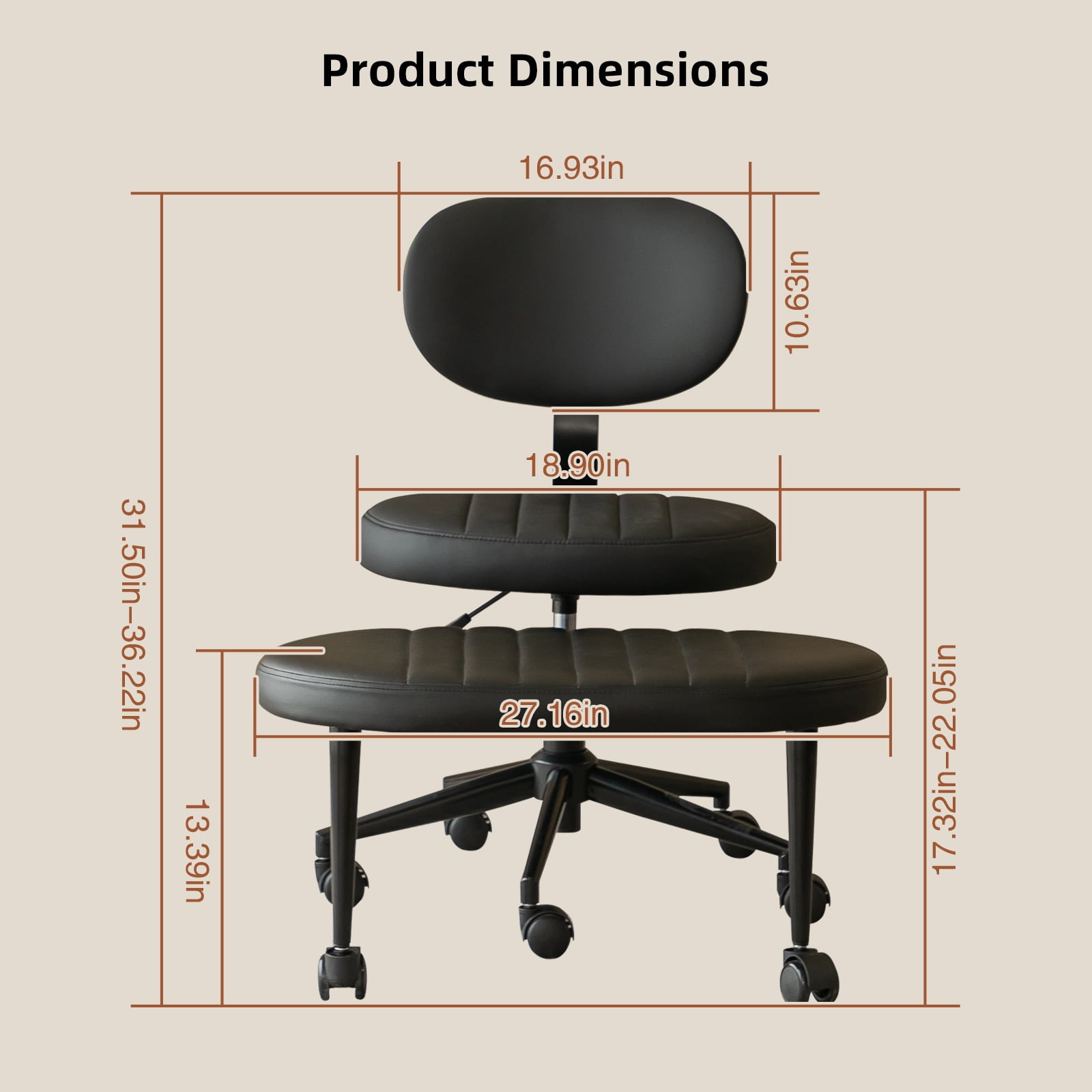 MOONMISS Ergonomic Office Chair – Multi-Position Cross Legged Design for Adults, Swivel Meditation & ADHD Fidget Desk Chair with Back Support & Rolling Base