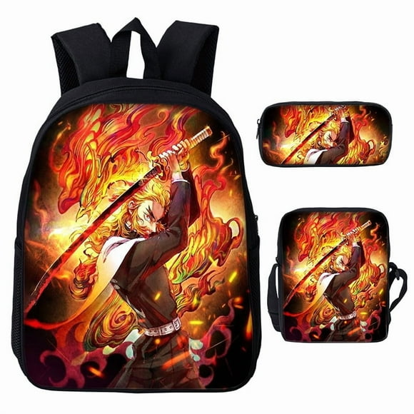 3D Demon Slayer Backpack Cartoon Backpack Three-Piece Printing