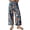 Dark Blue, variant on Women's Blue Floral Print Mid Rise Cropped Wide Leg Jeans Boho Baggy with Pockets