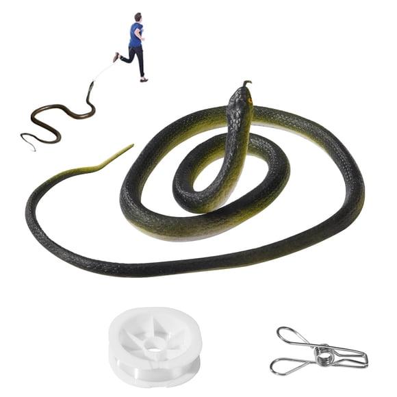 Broma de goma con forma de serpiente falsa de ANABIUP, realista, 1,2 m, con cuerda y clip