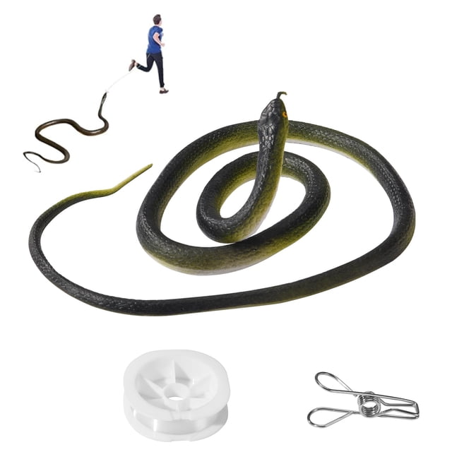 Broma de goma con forma de serpiente falsa de ANABIUP, realista, 1,2 m, con cuerda y clip