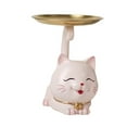 thumbnail image 4 of Bandeja organizadora de estatuas de gatos de dibujos animados, figura de gatito de resina, obra de arte de fina mano de obra gatito rosa, 4 of 9
