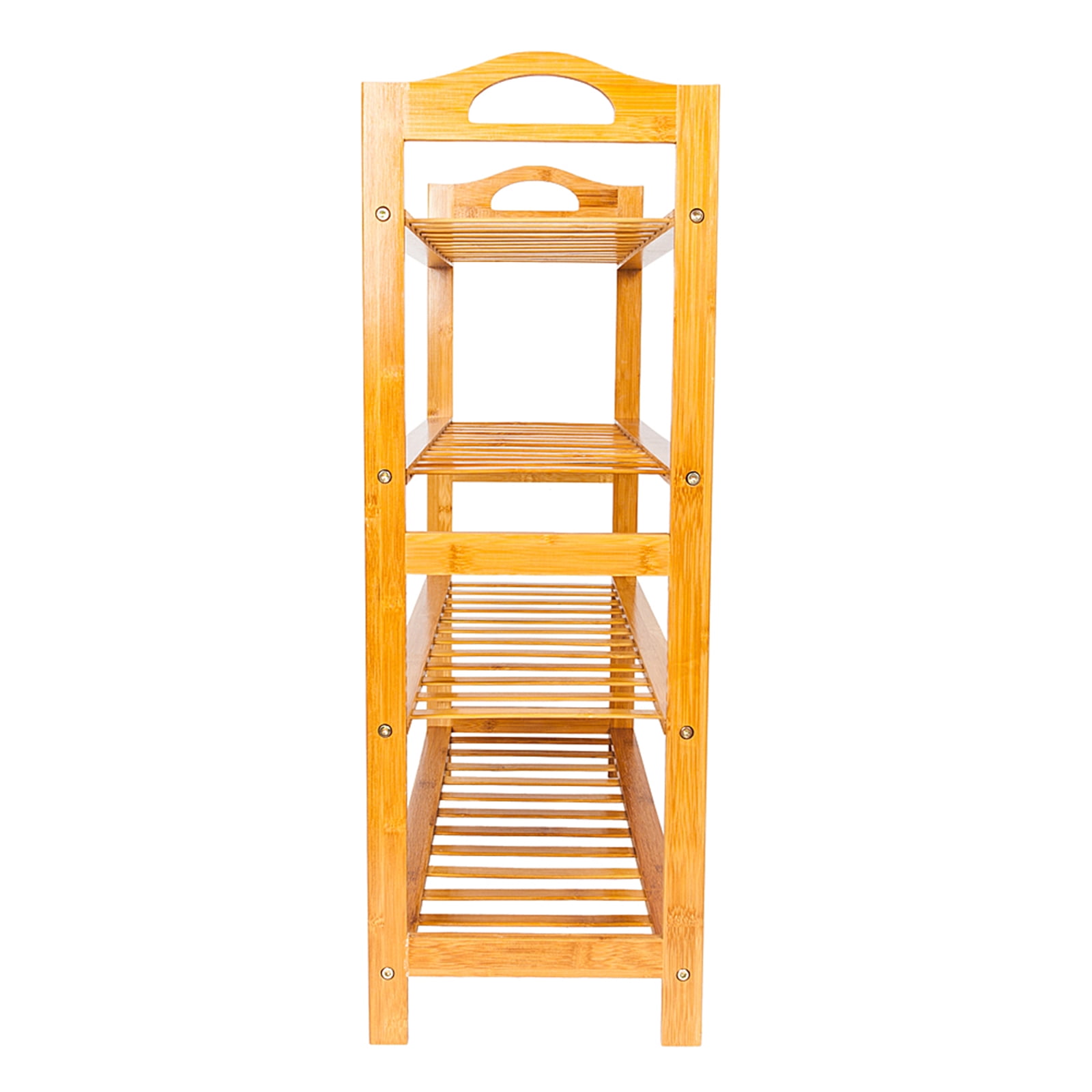 Concise 12-Batten 4 Tiers Bamboo Shoe Rack，Eco-Friendly and Adjustable Wood Color