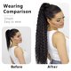 thumbnail image 3 of Trenza de cola de caballo larga y curvada, adecuada para el pelo de cola de caballo negro femenino, fibra resistente al calor, uso diario, 3 of 4