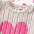 thumbnail image 6 of UAYOTSE Toddler Girls 3‑Piece Ribbed Knit Outfit Set Long Sleeve Heart Print Top and Stretchy Pants Casual Loungewear for Little Girls Size 2-3 Years, 6 of 8