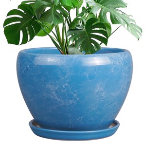 Ordivic 10 Inch Blue Reactive Glaze Ceramic Planter