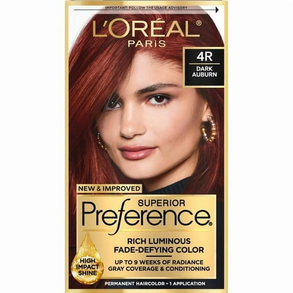 L'Oreal Paris Fade Defying Color & Shine System, 4R Dark Auburn, 6-Pack