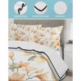 thumbnail image 4 of Quilts Twin Size Bedding Set, Orange Flowers Lightweight Quilted Comforter, Spring Watercolor Botanical Floral Leaf Plant Soft Bedspread Coverlet with Pillow Covers for All Season, 68" x 86", 4 of 7