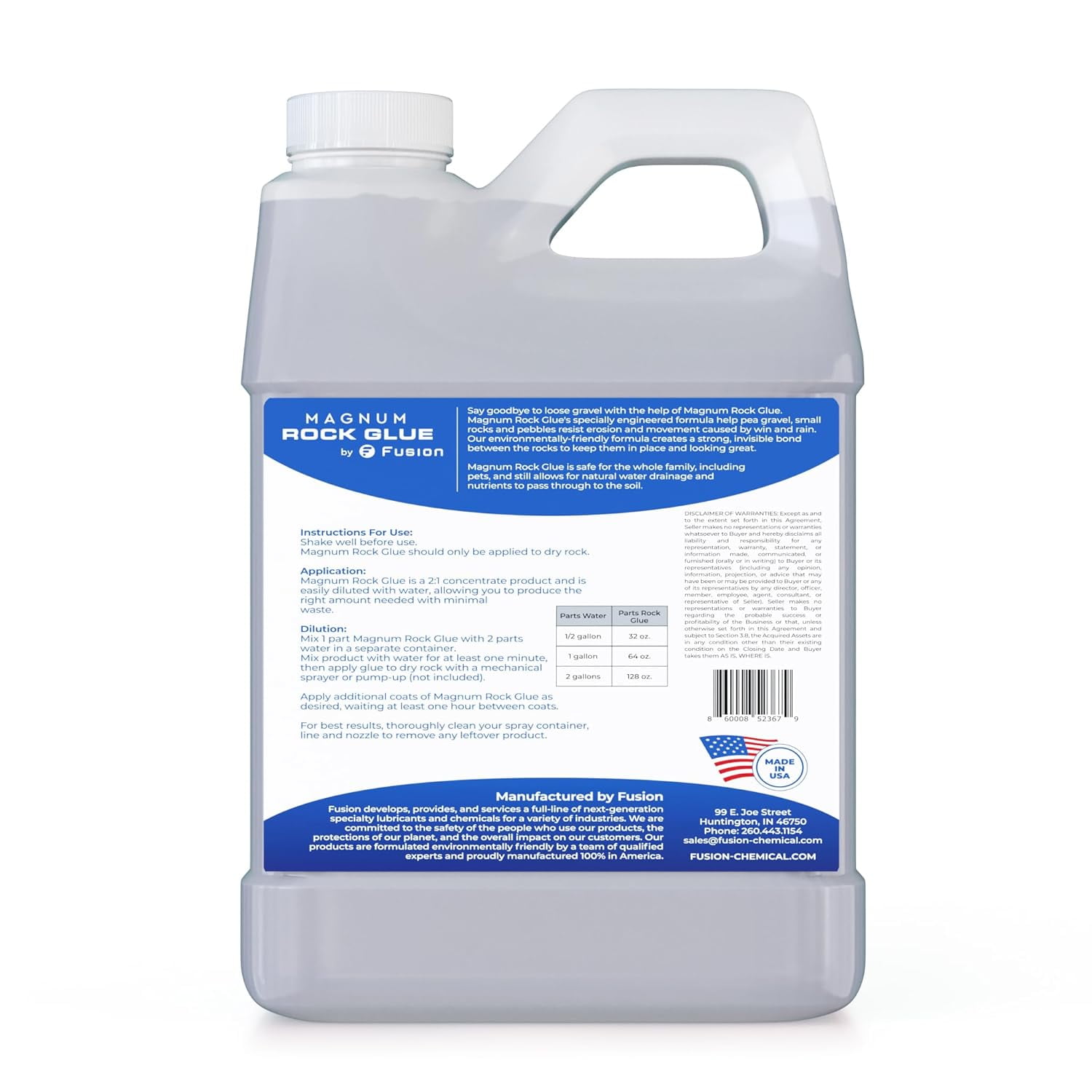 Fusion Magnum Rock Glue One Gallon Adhesive for Landscaping Rocks, Pea Gravel, & Pebbles
