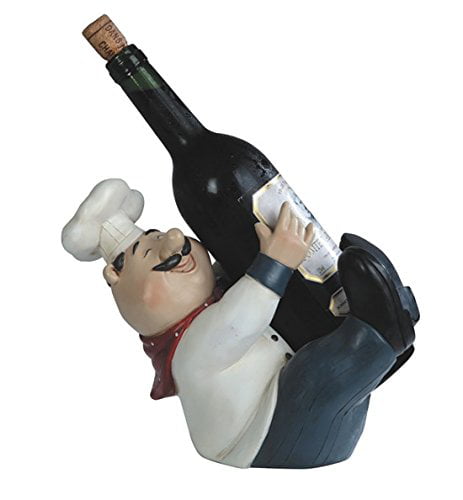 Brilliant-Store French Chef Brother Figurines Chef Miniatures Resin Wine Rocks Wine Holder Home Decor Office Decoration New Year Gift,2,7x4.9x7.8 Inch
