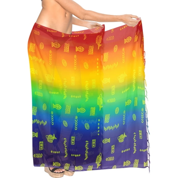 HAPPY BAY Women's Beachwear Sarong Coverups Bikini Skirt Swimsuit Swim Cover up Summer Wraps Swimwear Beach Wrap Skirts for Women One Size Fish_AD109