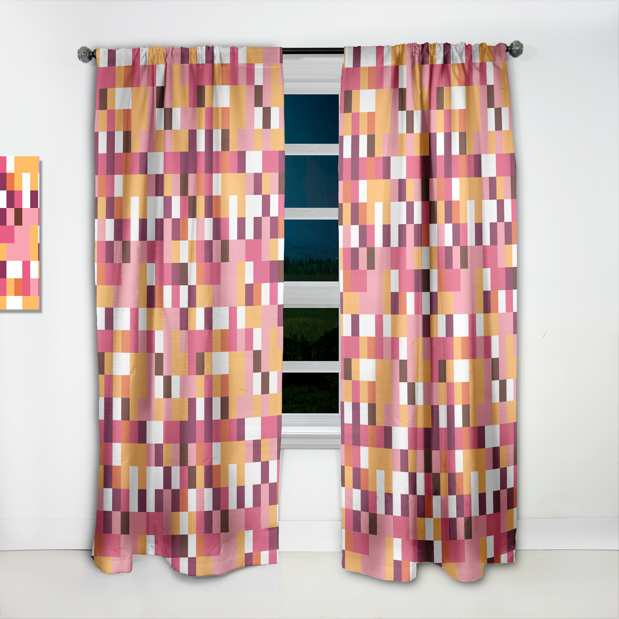 Designart 'Geometrical Retro Design VII' Mid-Century Modern Curtain Panel