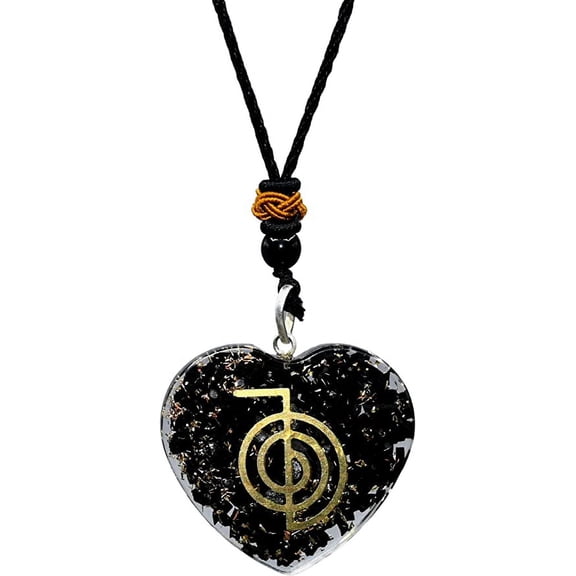 Shungite Organite Necklace Heart, Reiki