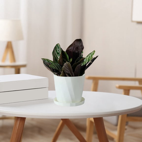 Scandinavian Style Resin Flower Pot, Thickened Imitation Ceramic Large Planter With Drainage Tray, Durable Long Lasting Build For Indoor Home Plants And Stylish Modern Decoration