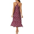 thumbnail image 3 of Vestido de pijama para mujer Inspire Chic con tirantes de espagueti, escote redondo, espalda cruzada, camisón largo, S, corazón rojo, 3 of 6