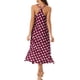 thumbnail image 3 of Vestido de pijama para mujer Inspire Chic con tirantes de espagueti, escote redondo, espalda cruzada, camisón largo, S, corazón rojo, 3 of 6