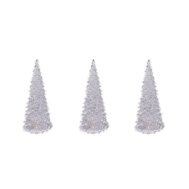 4 luces LED nocturnas acrílicas de colores con forma de árbol de Navidad en varios tamaños.