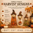 thumbnail image 3 of Vintage Wooden Scarecrow Fall Decor Set, 3 Pcs Rustic Harvest Figurines (C) | Pumpkin Maple Sunflower Designs, Farmhouse Tabletop Thanksgiving Autumn Home Decorations for Indoor Mantel Shelf, 3 of 4