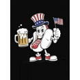 thumbnail image 2 of Patriotic Hot Dog Flag Print T-Shirt for Women, Casual Crew Neck Short Sleeve Tee, Knit Polyester Fabric with Medium Stretch, Geometric Pattern, Comfortable All-Season Top, 2 of 6