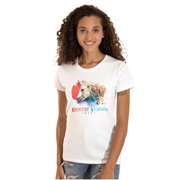 Country Strong Sassy Watercolor Horse Womens Fitted Plus Size Graphic Tee Brisco Brands 2X