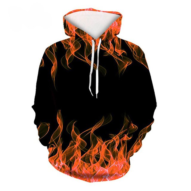 jsaierl Chandail à Capuche pour Hommes, Graphique Flamme 3D, Manches Longues, Décontracté, Confortable, Nouveauté