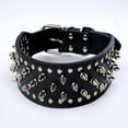 thumbnail image 2 of Hoot PU Leather Adjustable Spiked Studded Dog Collar 2" Wide 25 Spikes (XS(Neck 15"-18"), Black), 2 of 7
