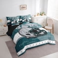 thumbnail image 2 of Erosebridal Football Helmet Print Bed in a Bag Twin size, Sports Theme Bed Set , Philadelphia, Turqoise Grey, Microfiber 7pcs, 2 of 5