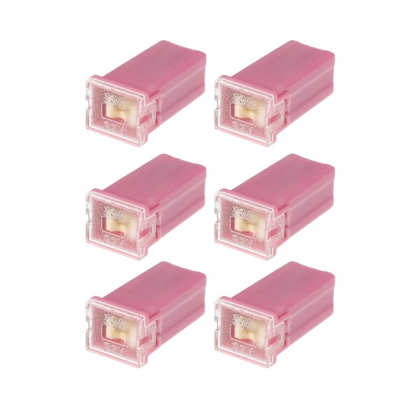 Unique Bargains 6 Pcs Standard Box Shaped Fuse 30 Amps Universal for Pickup Truck Cars SUV Durable Plastic Metal Pink 30A
