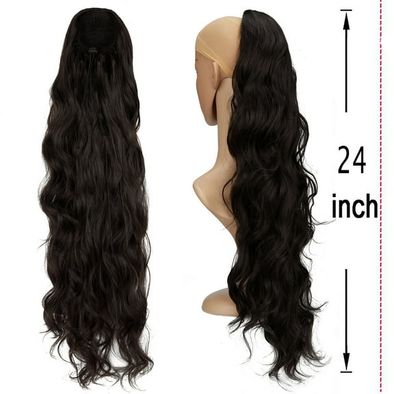 DODOING Ponytail Extension(20"/24"/28") Clip in Ponytail Extension Wrap Around Long Straight /Curly Pony Tail Multi-color Hair Synthetic Hairpiece