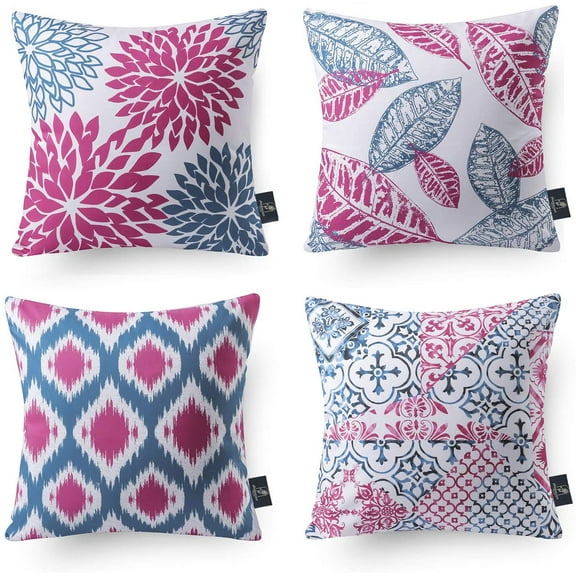 Phantoscope Vintage and Classic Series Decorative Throw Pillow Cover, 18" x 18", Blue/Purple, 4 Pack