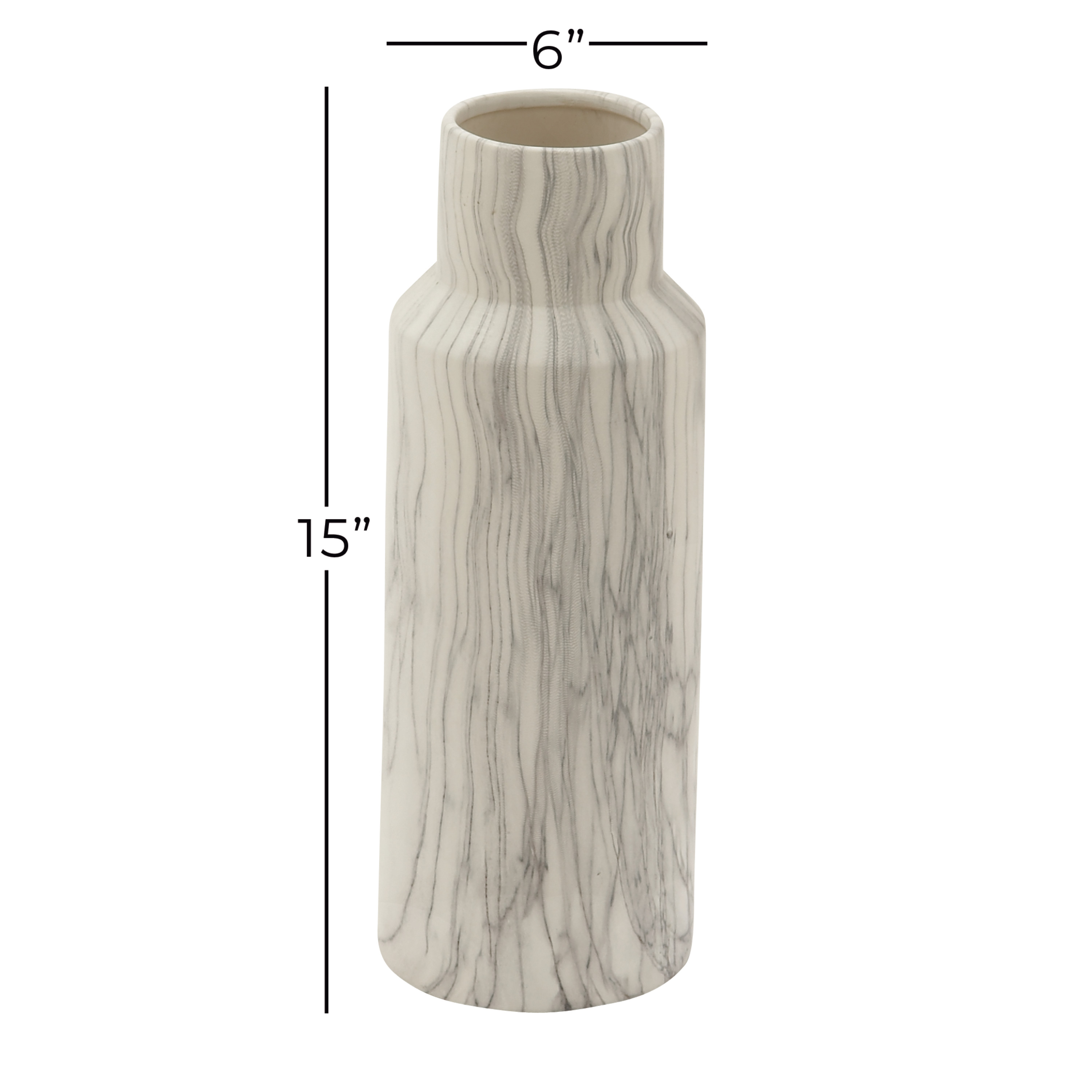 DecMode 15" Faux Marble White Ceramic Vase - image 3 of 6