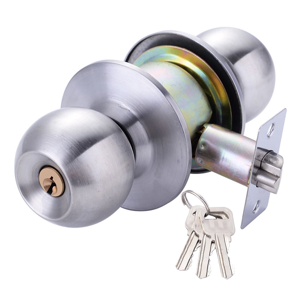 Round Door Handle Knobs Lock Stainless Steel Bedroom Living Room Bathroom Entrance Door Lock ...