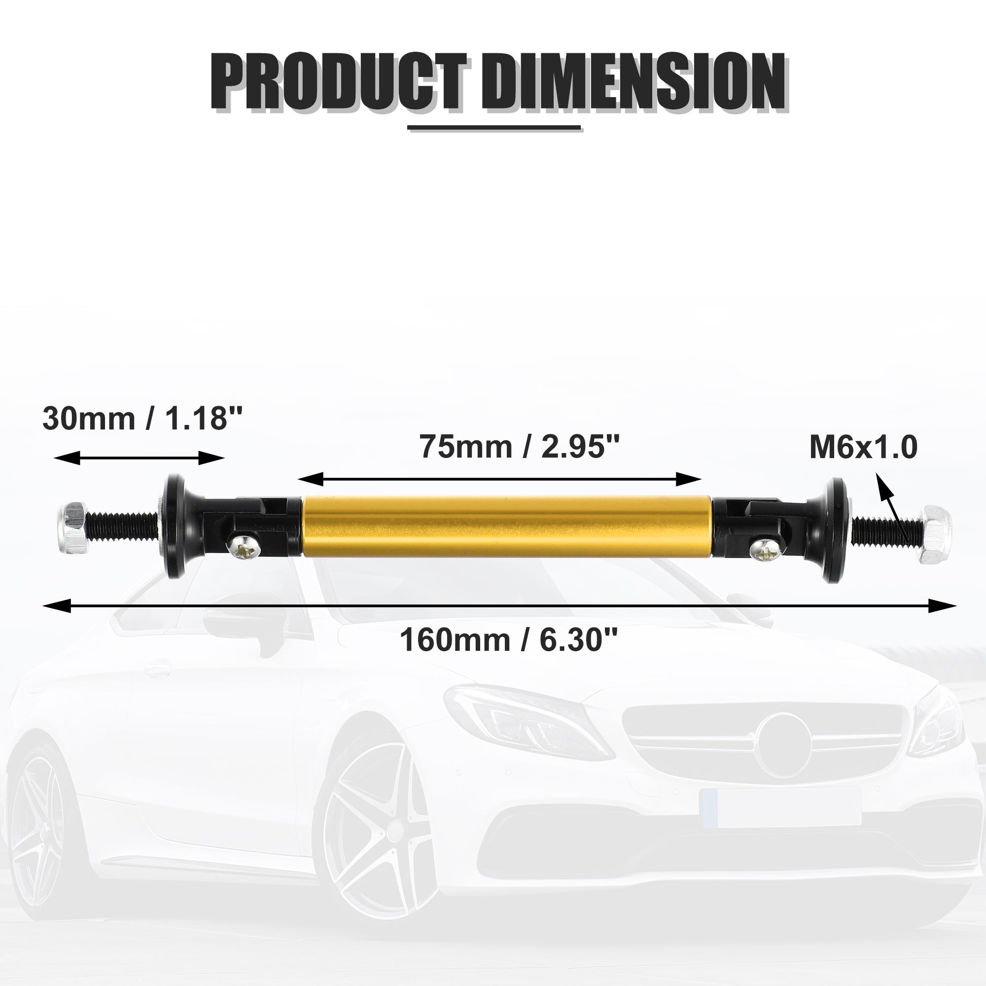 Red Adjustable Strut Rods For Front Bumper Lip – Universal Fit, Pair