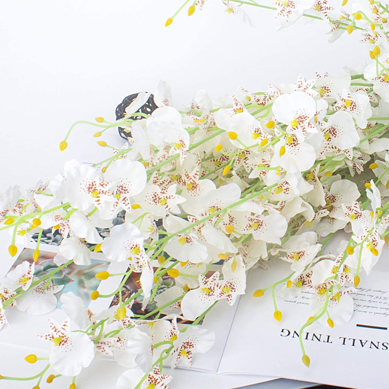 Artificial Orchids Flowers, Silk Fake Faux Dancing Lady Orchids,10Pcs (Each 39”), for Indoor Outdoor Wedding Home Office Party Hotel Decoration(Yellow)