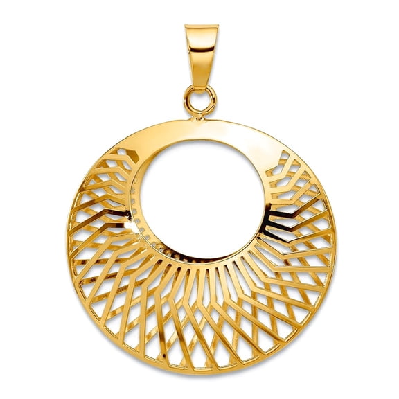 26.56mm 14k Solid Yellow Gold Polished Hollow Fancy Pendant Necklace Pendant for Women - 1.9 Grams