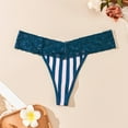 thumbnail image 2 of MuZeFu Cotton Lace Thongs for Women Women's Sexy Lace Striped Lace Hem Comfortable And Breathable Low Waisted Thong, 2 of 4