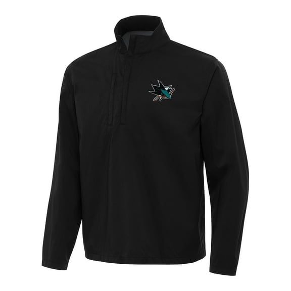 Men's Antigua Black San Jose Sharks Brisk Quarter-Zip Windbreaker