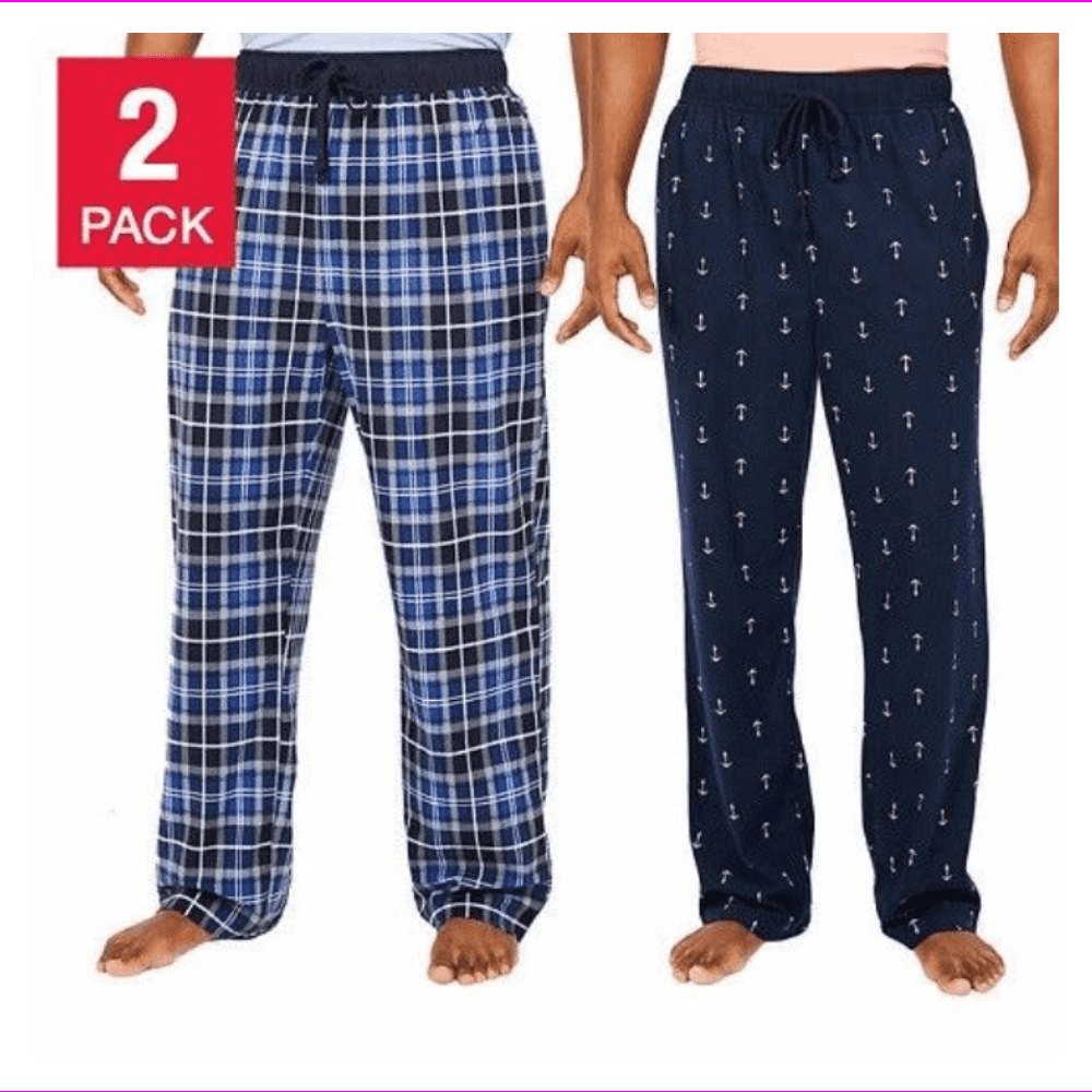 Nautica 2 Pack Men's Nautica Fleece Pajama Lounge Pants S/Navy Anchor