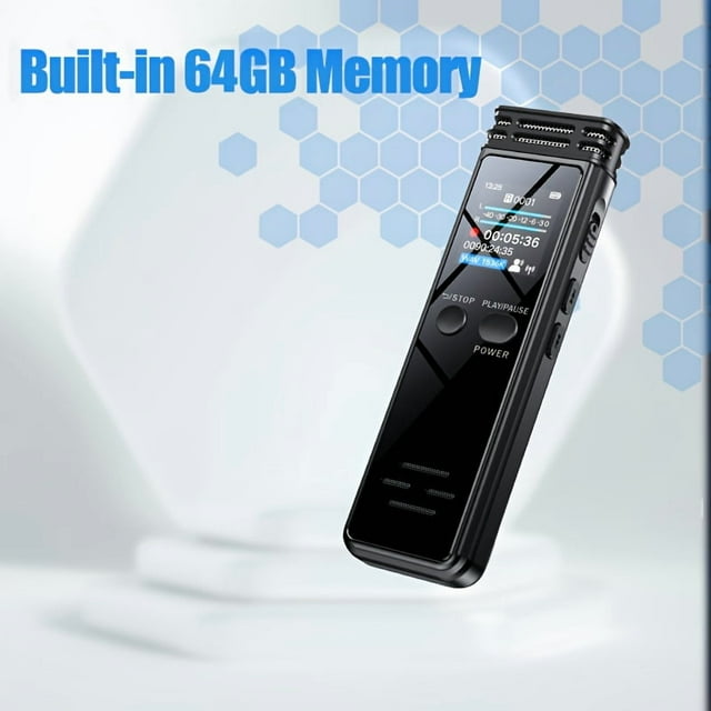 Enregistreur Numérique Activé par la Voix 128G - Mini Portable avec USB, MP3, Audio Professionnel 1536kbps pour Conférences et Réunions, Protection par Mot de Passe, Puce de Réduction du Bruit, Options 128 Go/64 Go/32 Go/16 Go